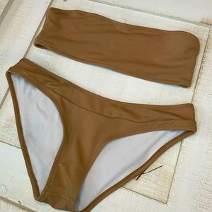 Tan/Brown Bandeau Bikini Set